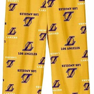 Los Angeles Lakers Youth L 14/16 Team Colored Printed Yellow Pajama Pants New